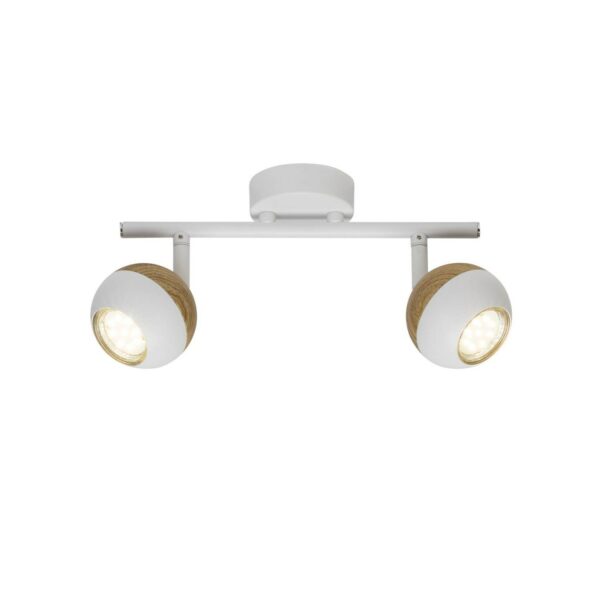 BRILLIANT Lampe Scan LED Spotrohr 2flg weiß/holz hell   2x LED-PAR51