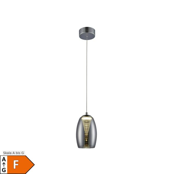 BRILLIANT Lampe Metropolis LED Pendelleuchte 1flg chrom/rauchglas   1x 5W LED integriert COB